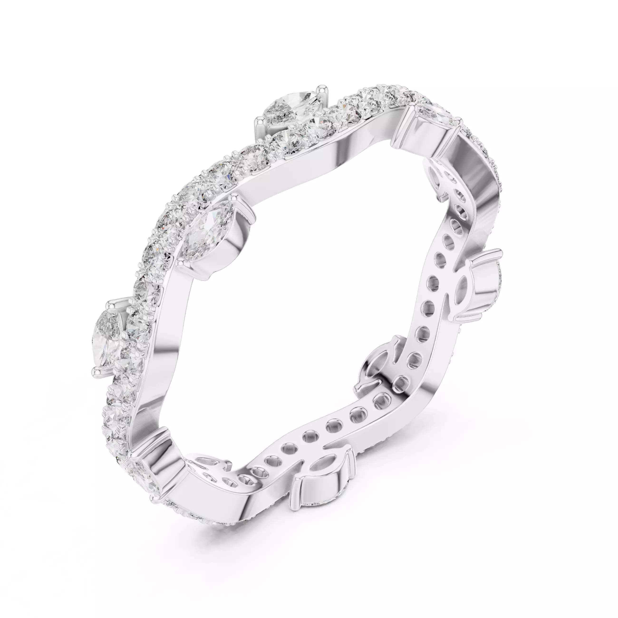 Solitaire Band Ring 3dm stl renders animation videos details 3D print model_7