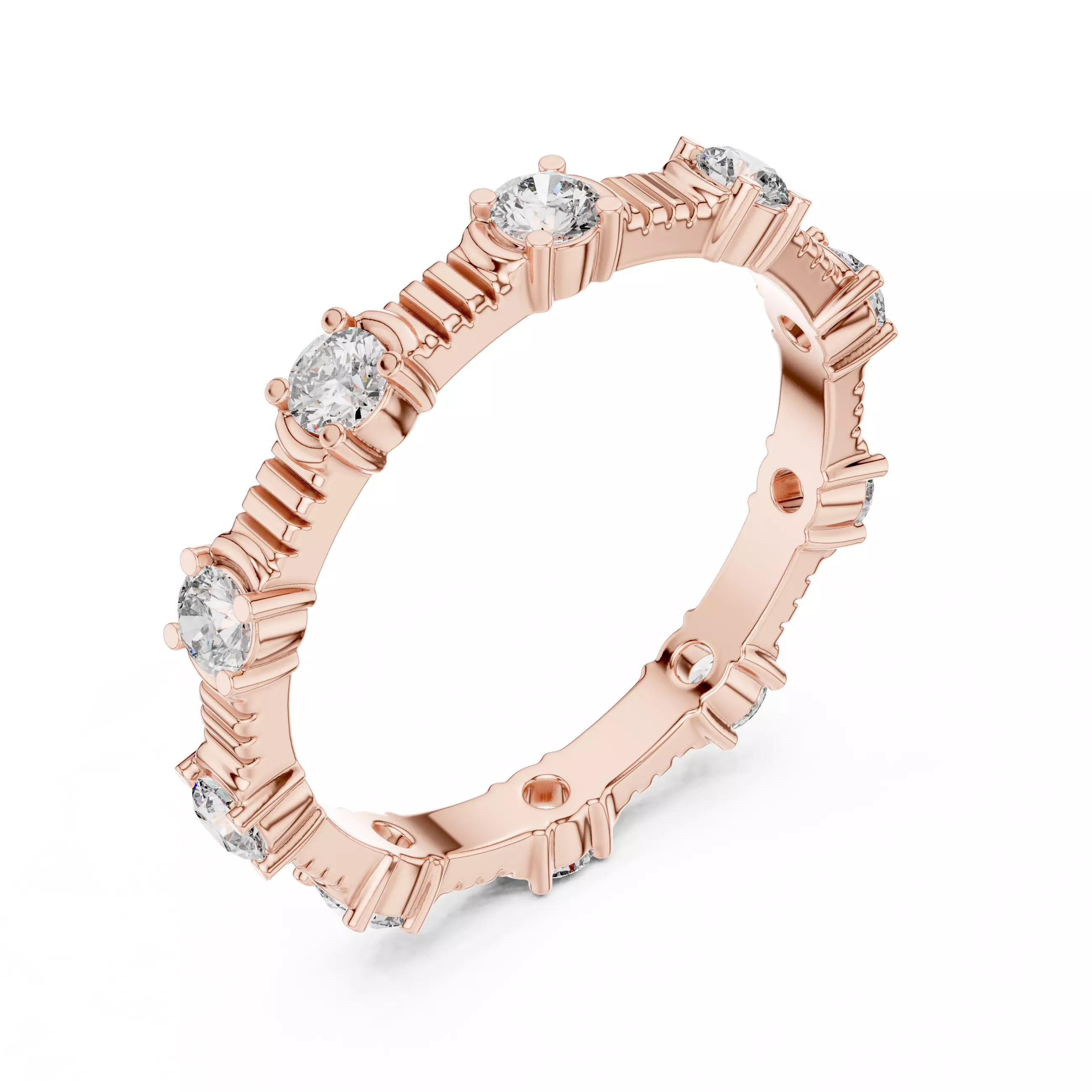 Solitaire Band Ring 3dm stl renders animation videos details  3D print model_4