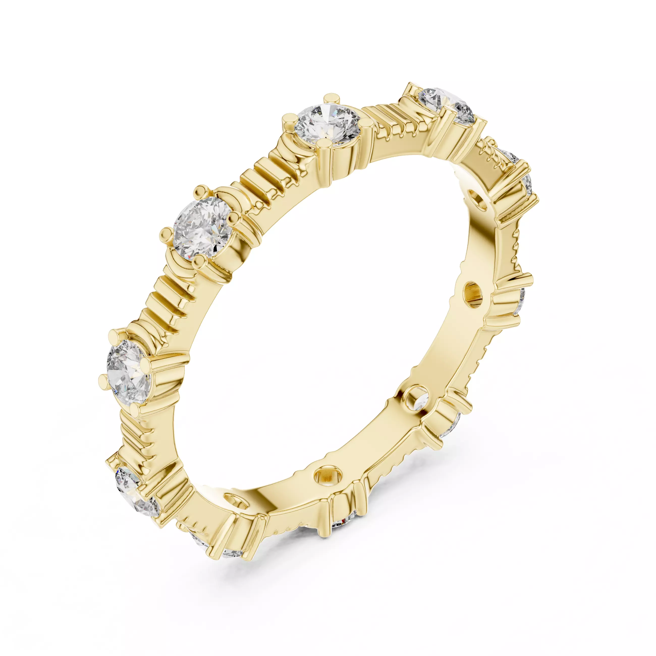 Solitaire Band Ring 3dm stl renders animation videos details  3D print model_11