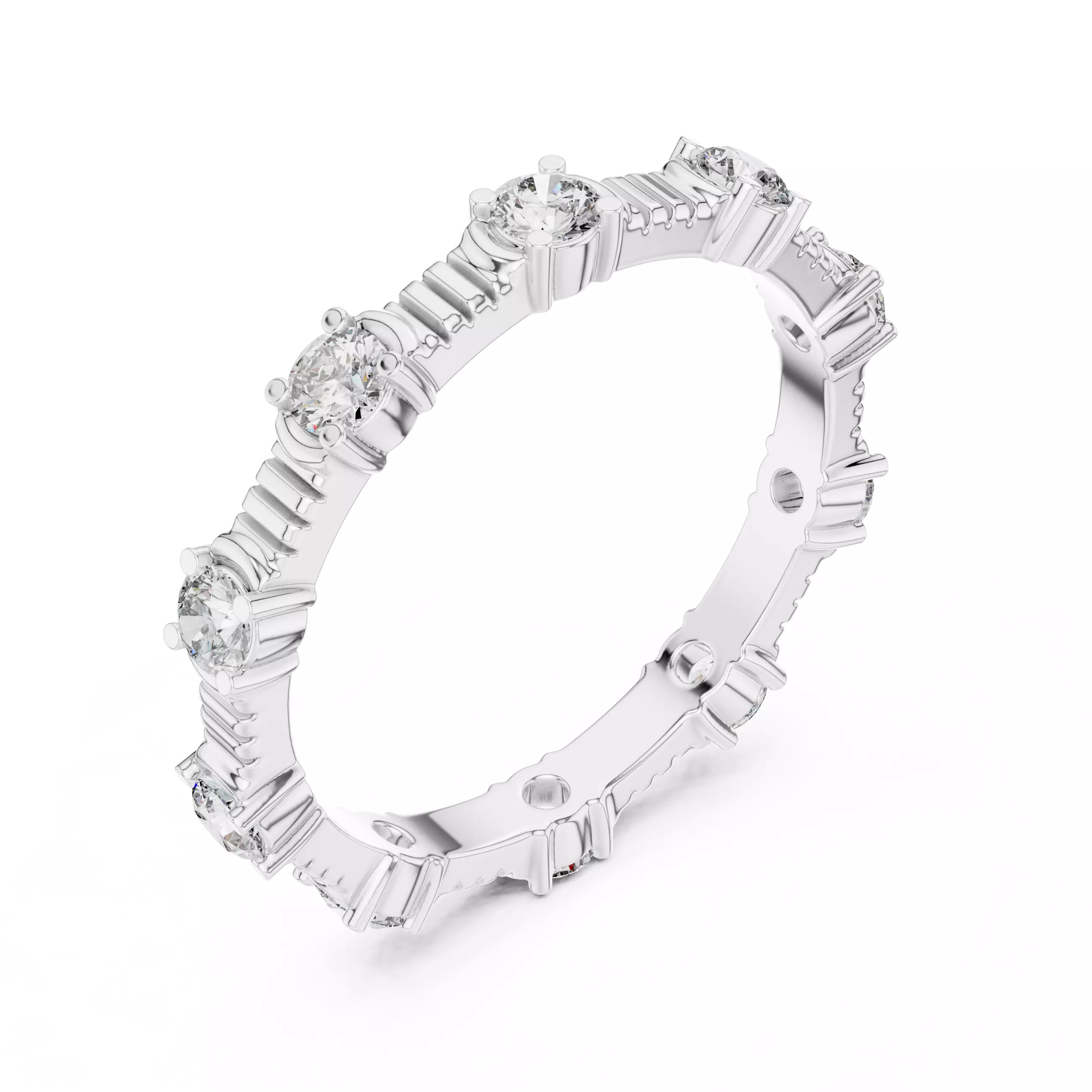 Solitaire Band Ring 3dm stl renders animation videos details  3D print model_7