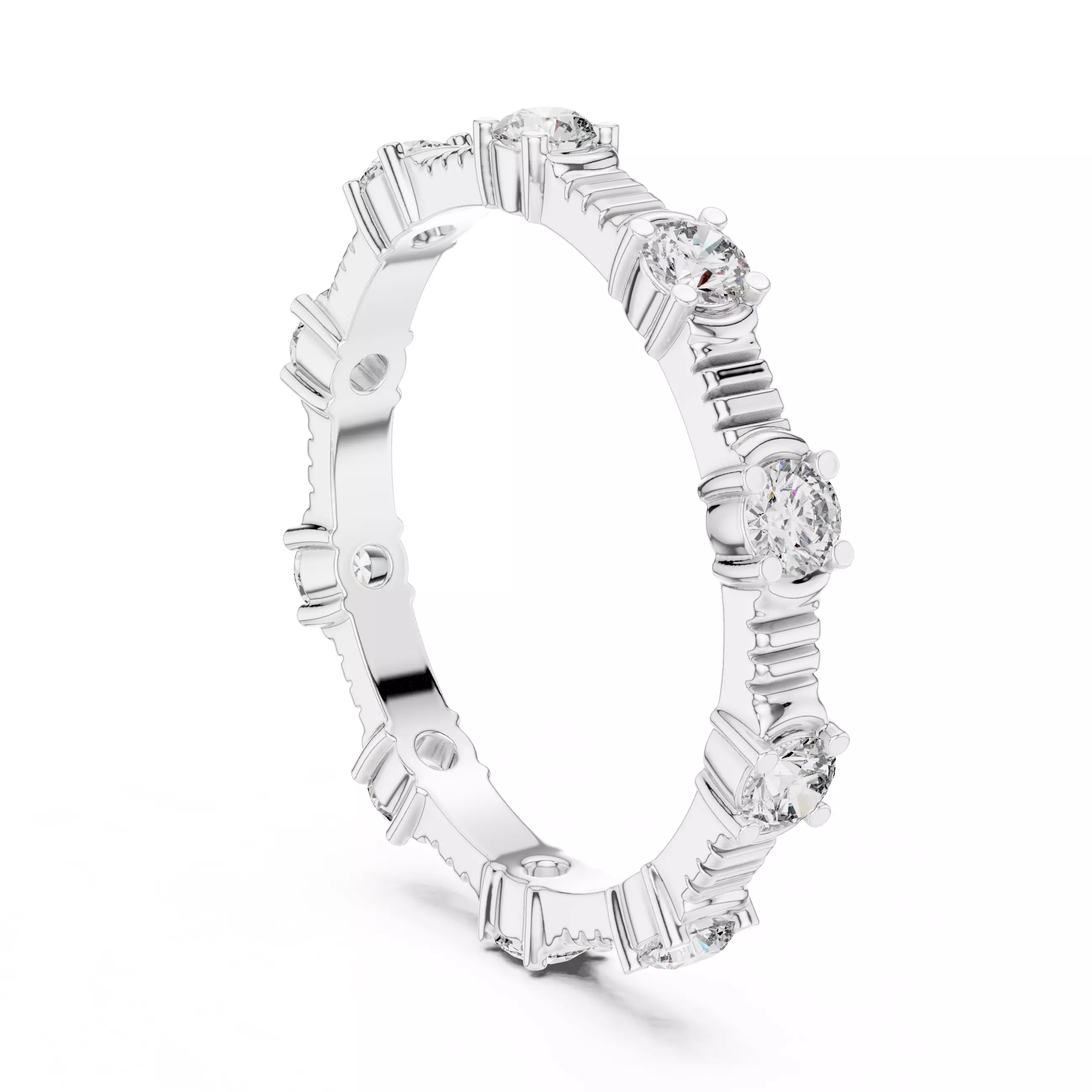 Solitaire Band Ring 3dm stl renders animation videos details  3D print model_6