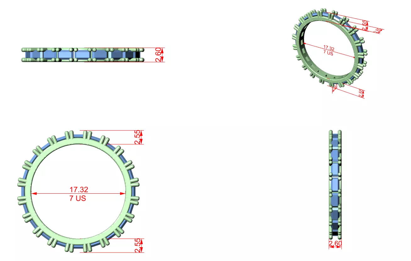 Solitaire Band Ring 3dm stl renders animation videos details 3D print model_1