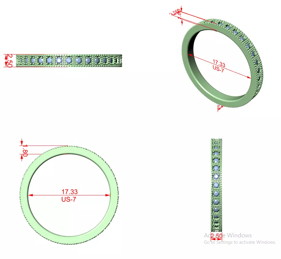 Solitaire Band Ring 3dm stl renders animation videos details 3D print model_1