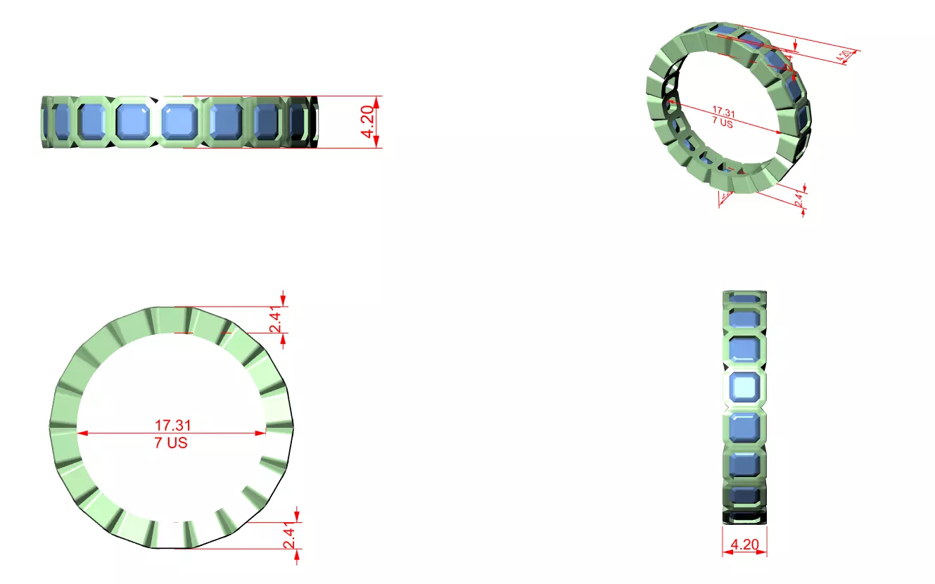 Solitaire Band Ring 3dm stl renders animation videos details  3D print model_1