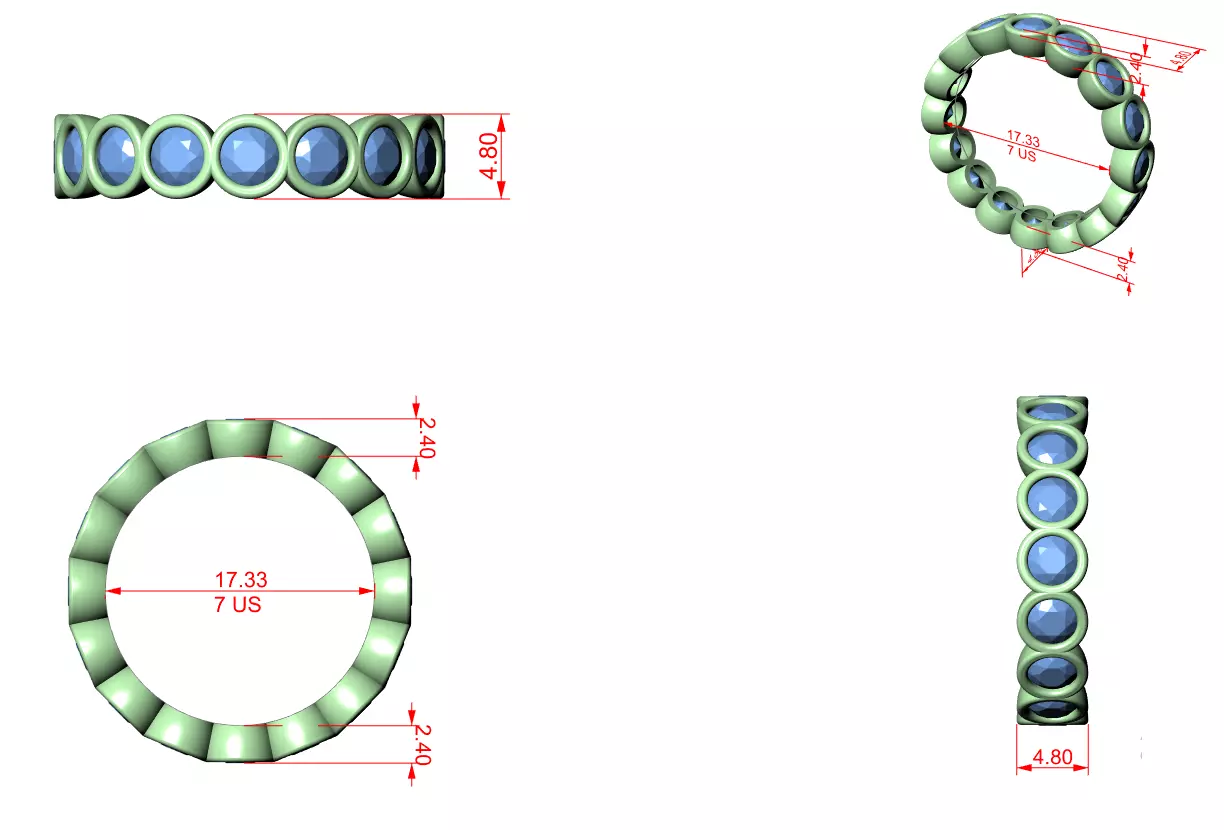 Solitaire Band Ring 3dm stl renders animation videos details  3D print model_1