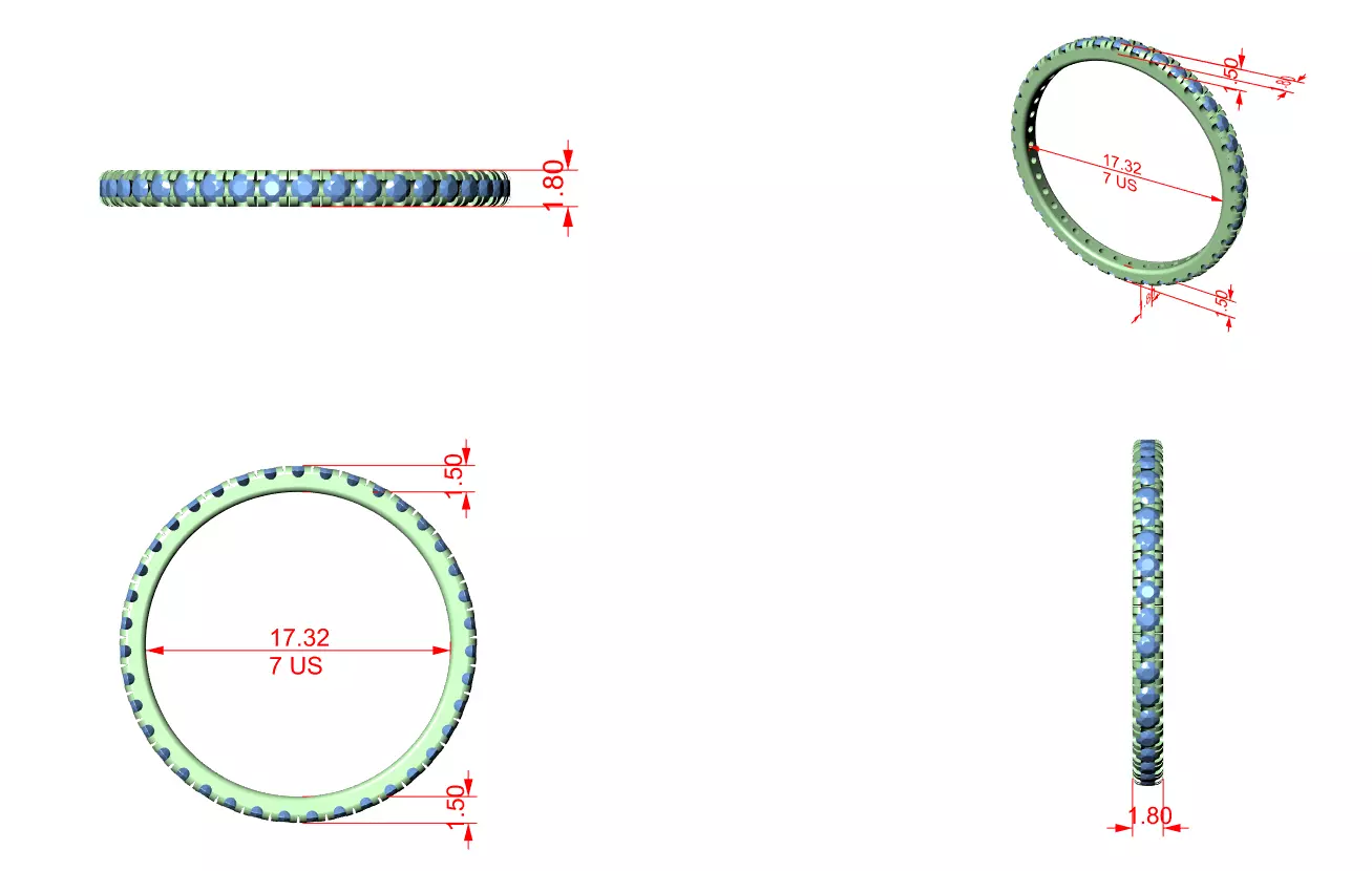 Solitaire Band Ring 3dm stl renders animation videos details 3D print model_1