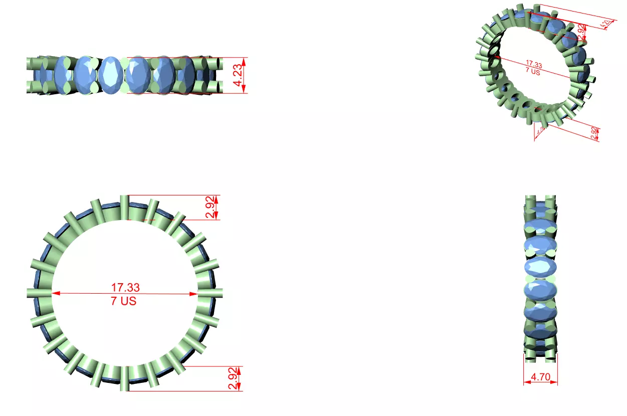 Solitaire Band Ring 3dm stl renders animation videos details 3D print model_1