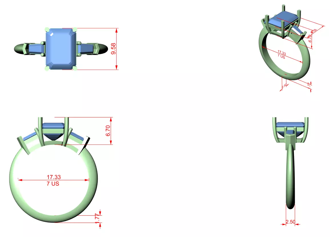 Solitaire Ring 3dm stl renders animation videos details  3D print model_1