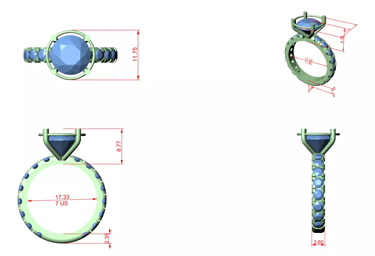 Solitaire Ring 3dm stl renders animation videos details  3D print model_1