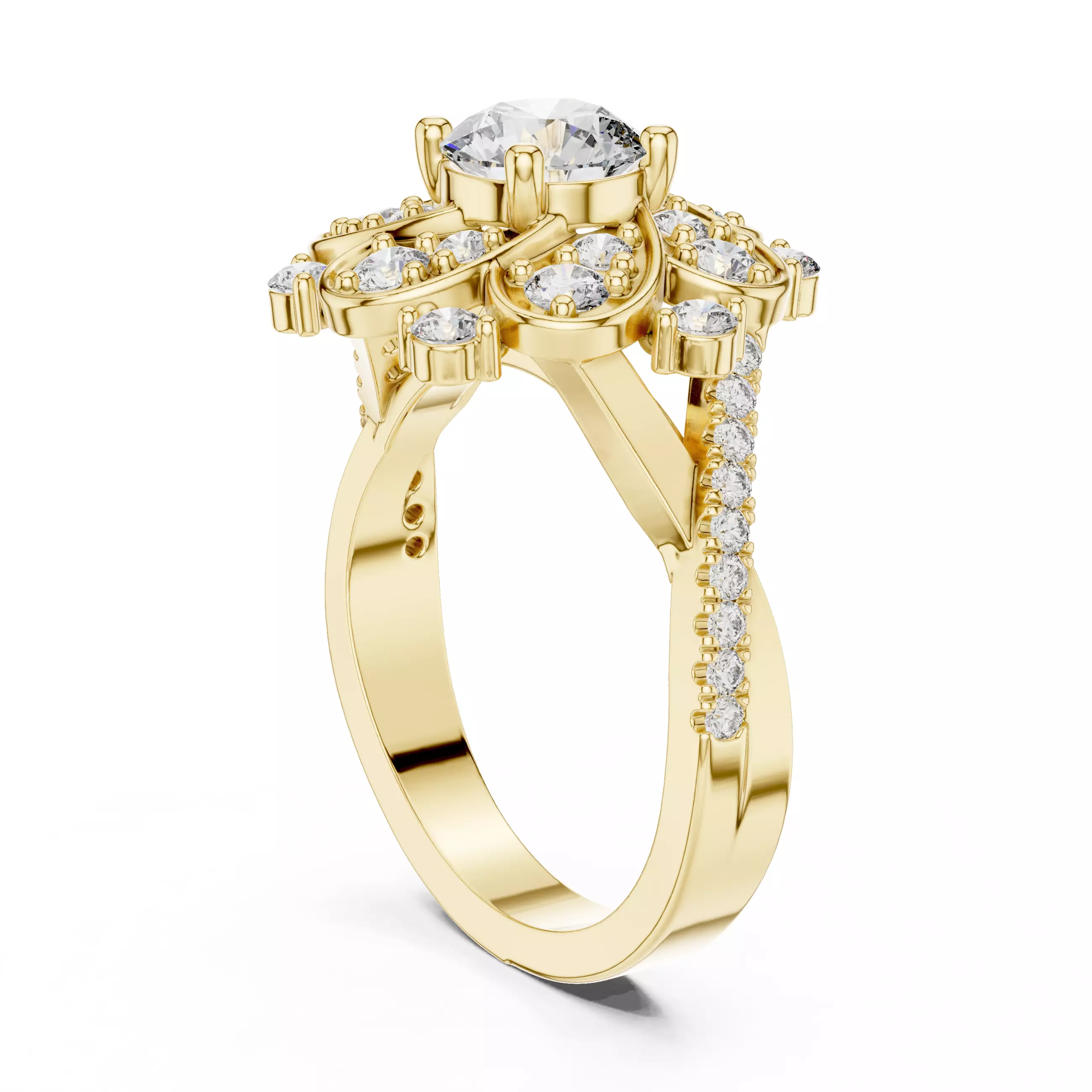 Solitaire Ring 3dm stl renders animation videos details  3D print model_10