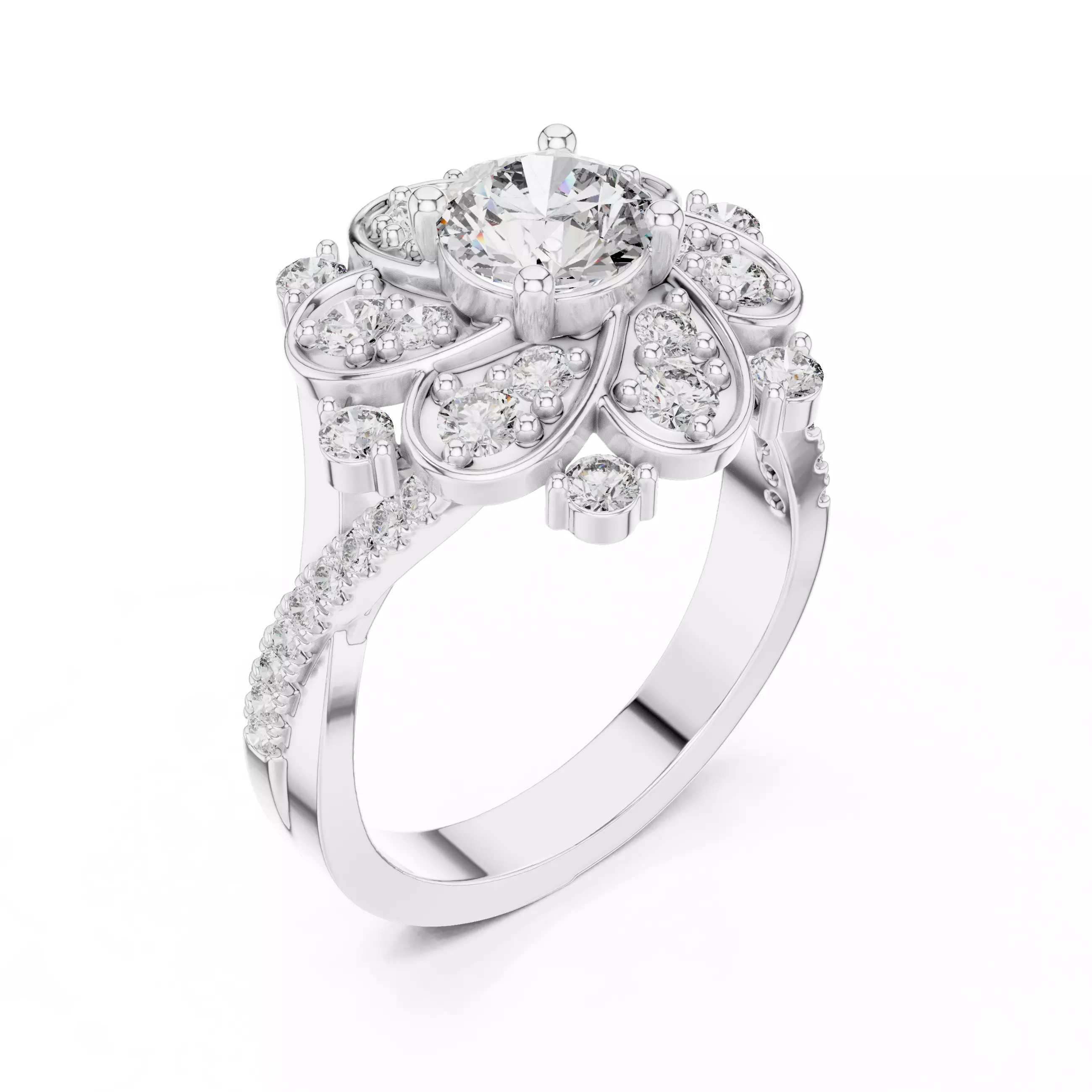 Solitaire Ring 3dm stl renders animation videos details  3D print model_7