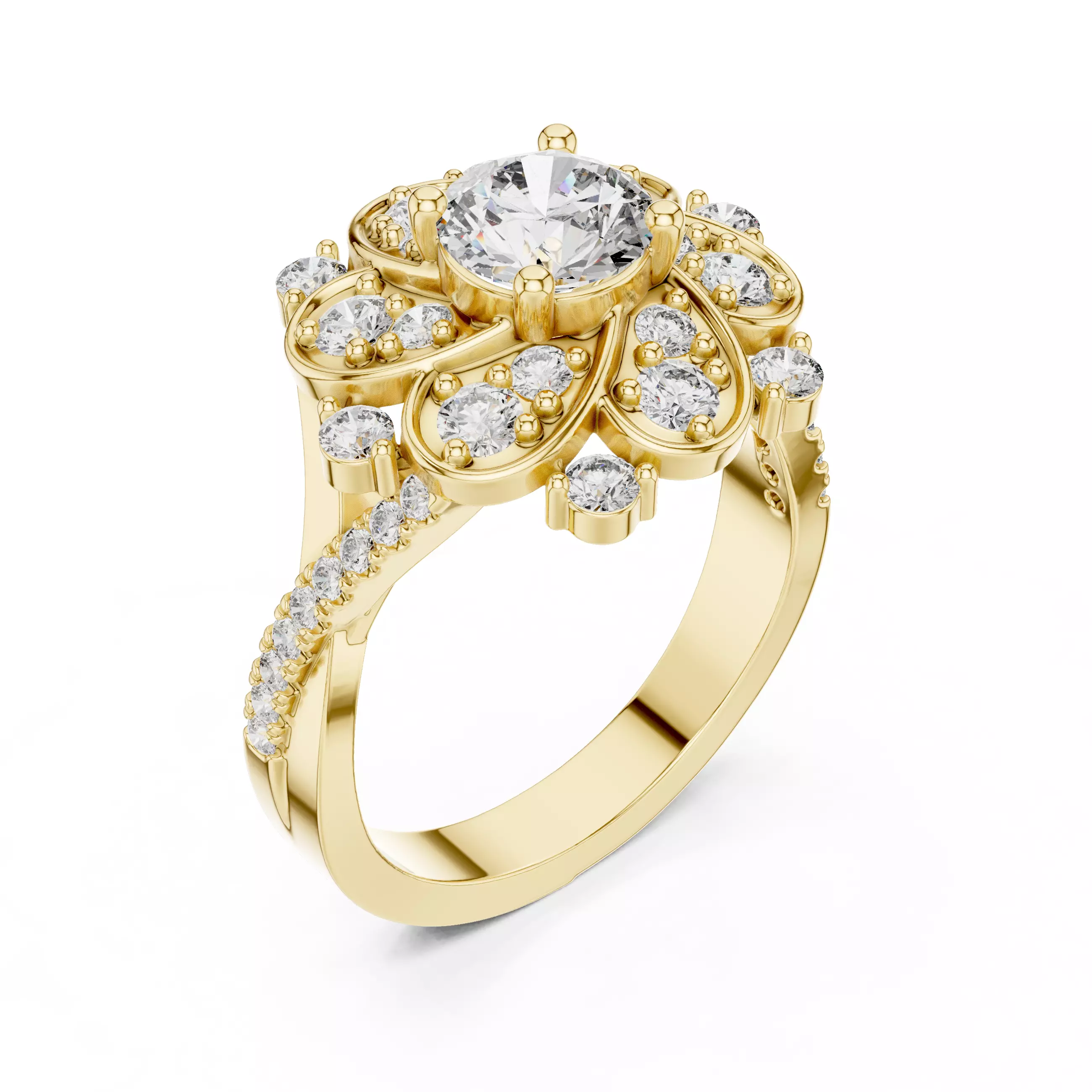 Solitaire Ring 3dm stl renders animation videos details  3D print model_11