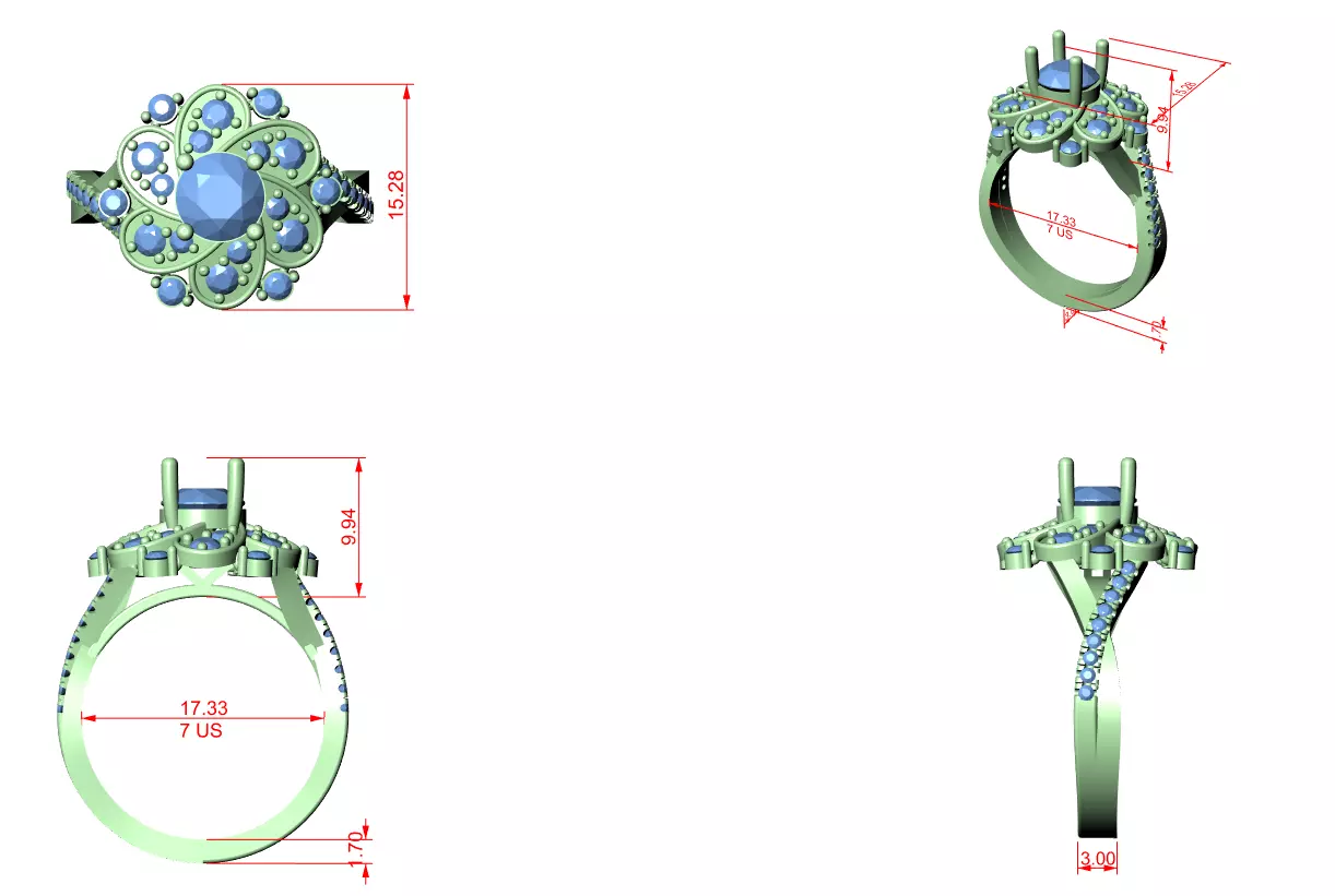 Solitaire Ring 3dm stl renders animation videos details  3D print model_1