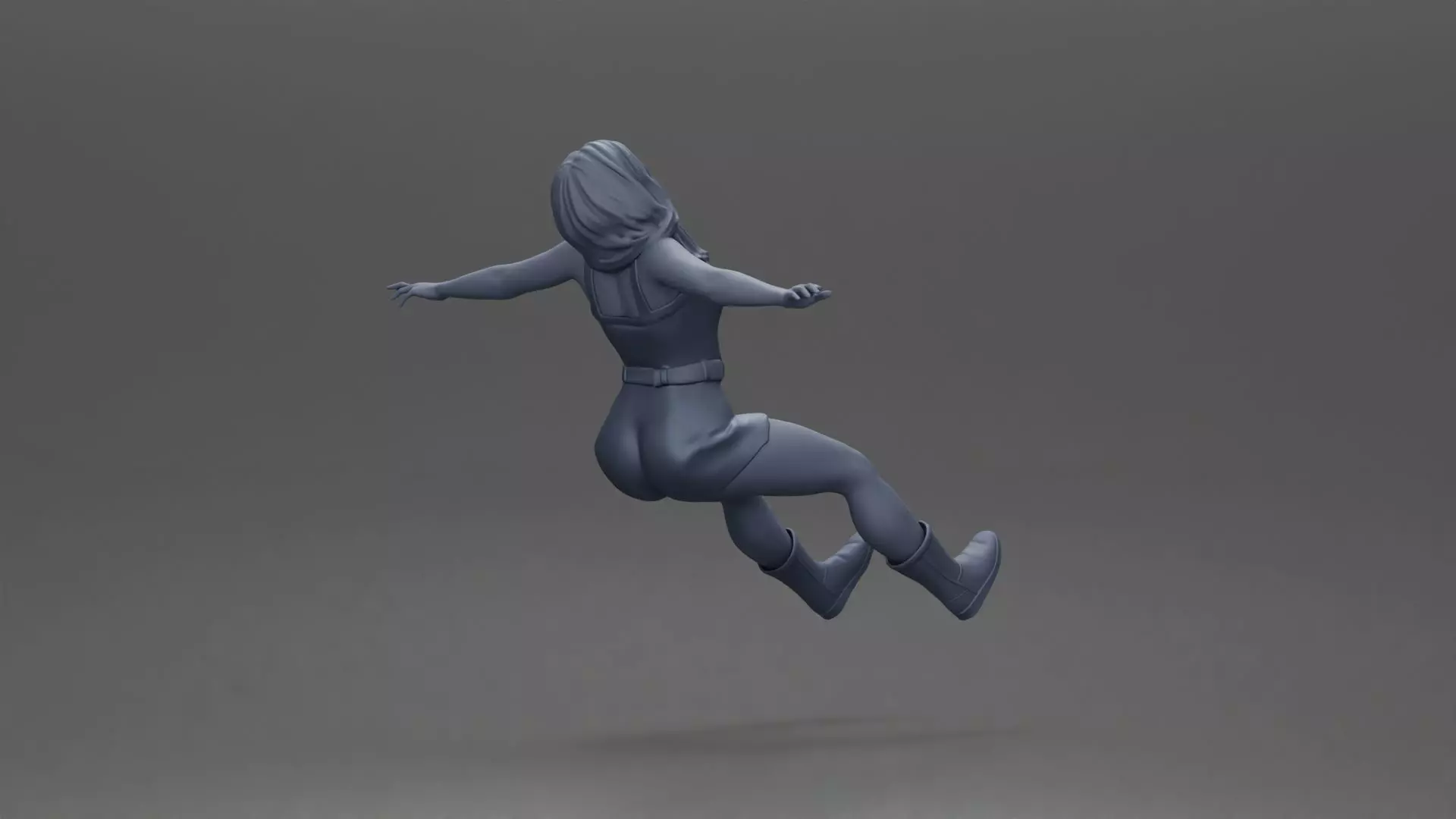 Woman in outfit stretching arms wide while sitting on motorcycle 3D print model_11