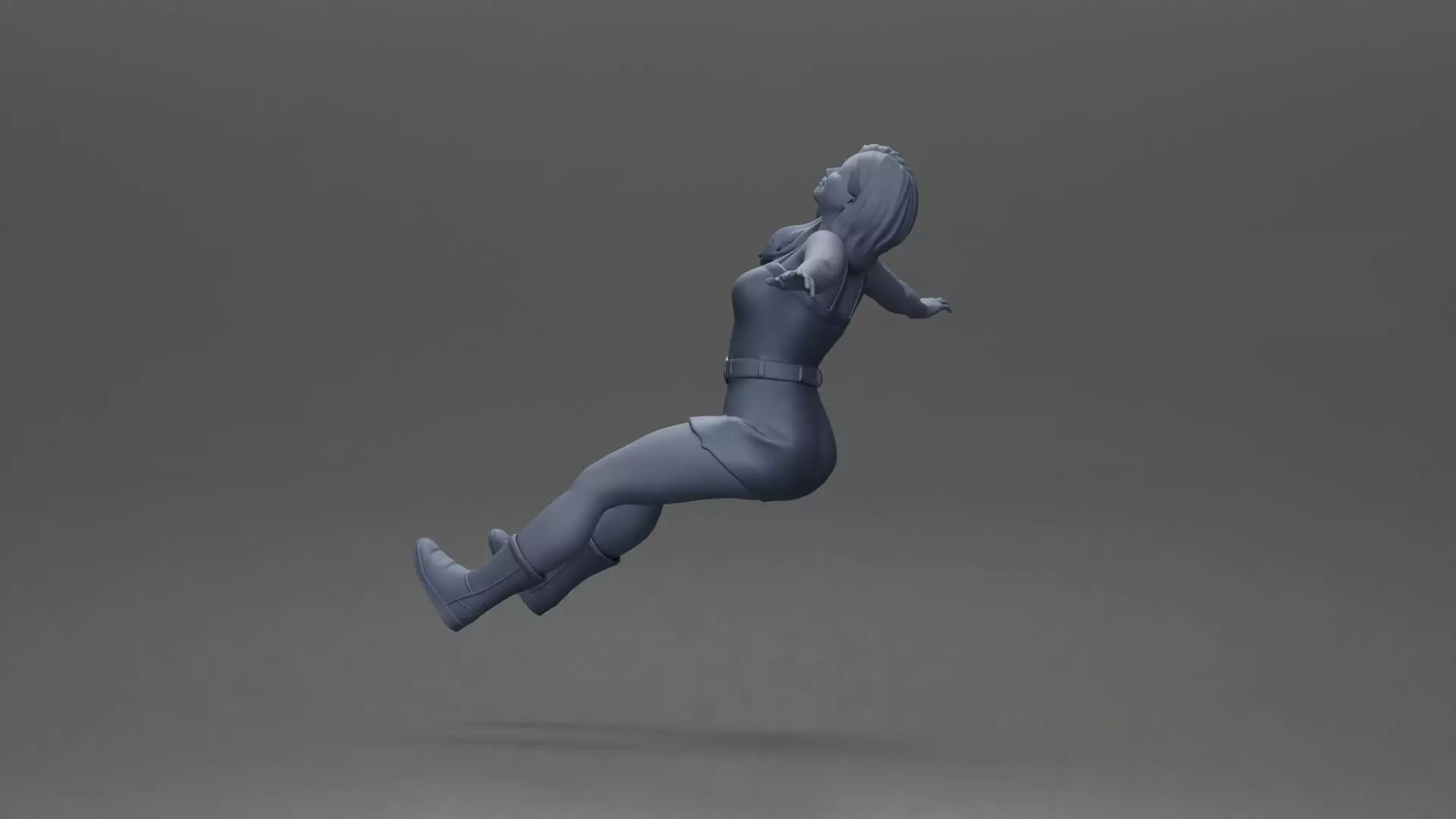 Woman in outfit stretching arms wide while sitting on motorcycle 3D print model_13