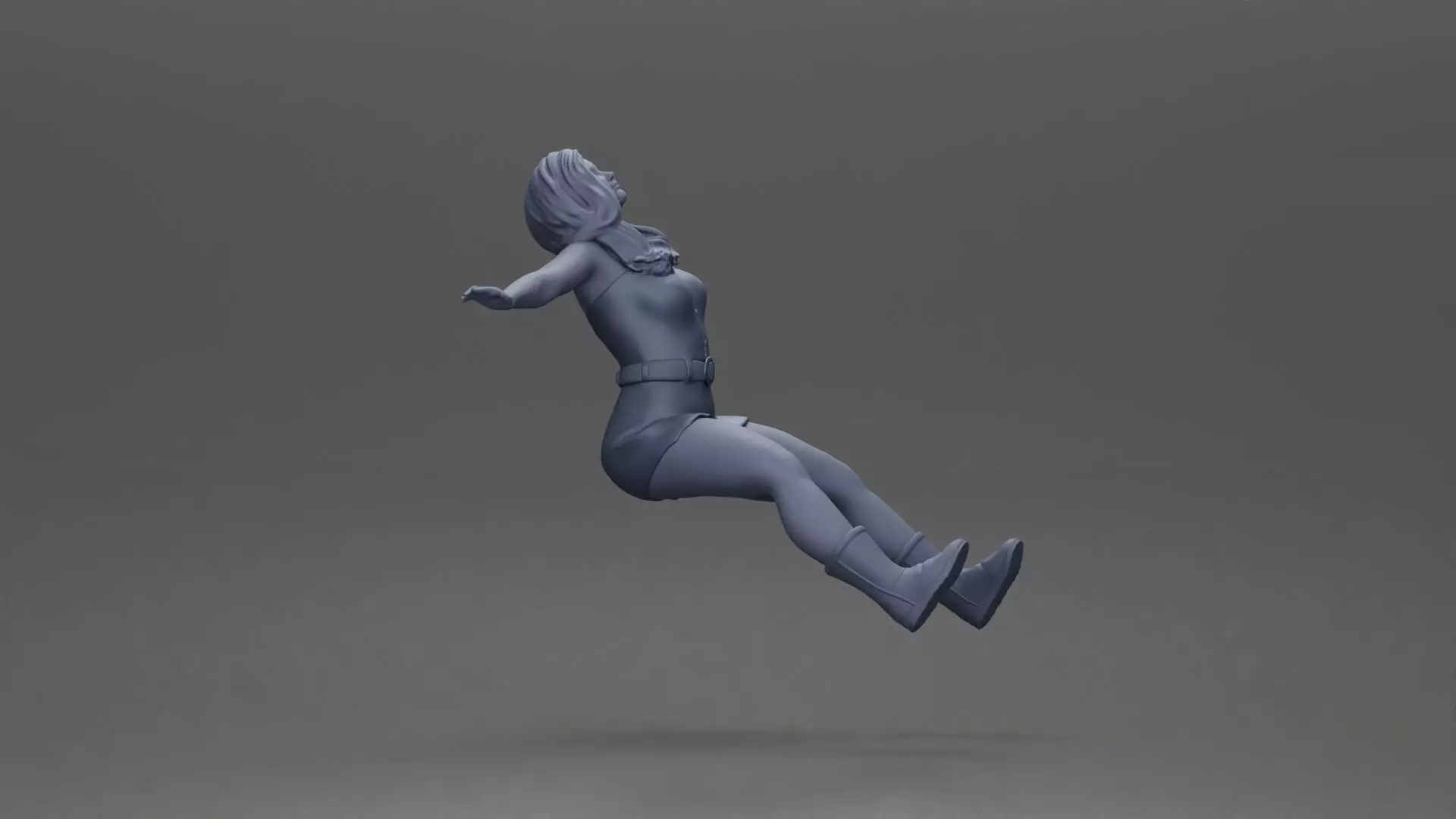 Woman in outfit stretching arms wide while sitting on motorcycle 3D print model_10