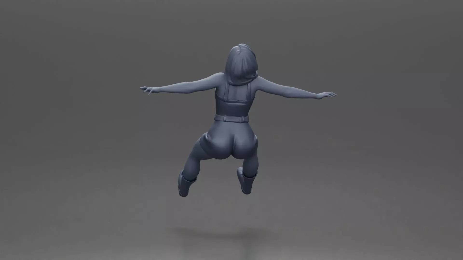 Woman in outfit stretching arms wide while sitting on motorcycle 3D print model_12