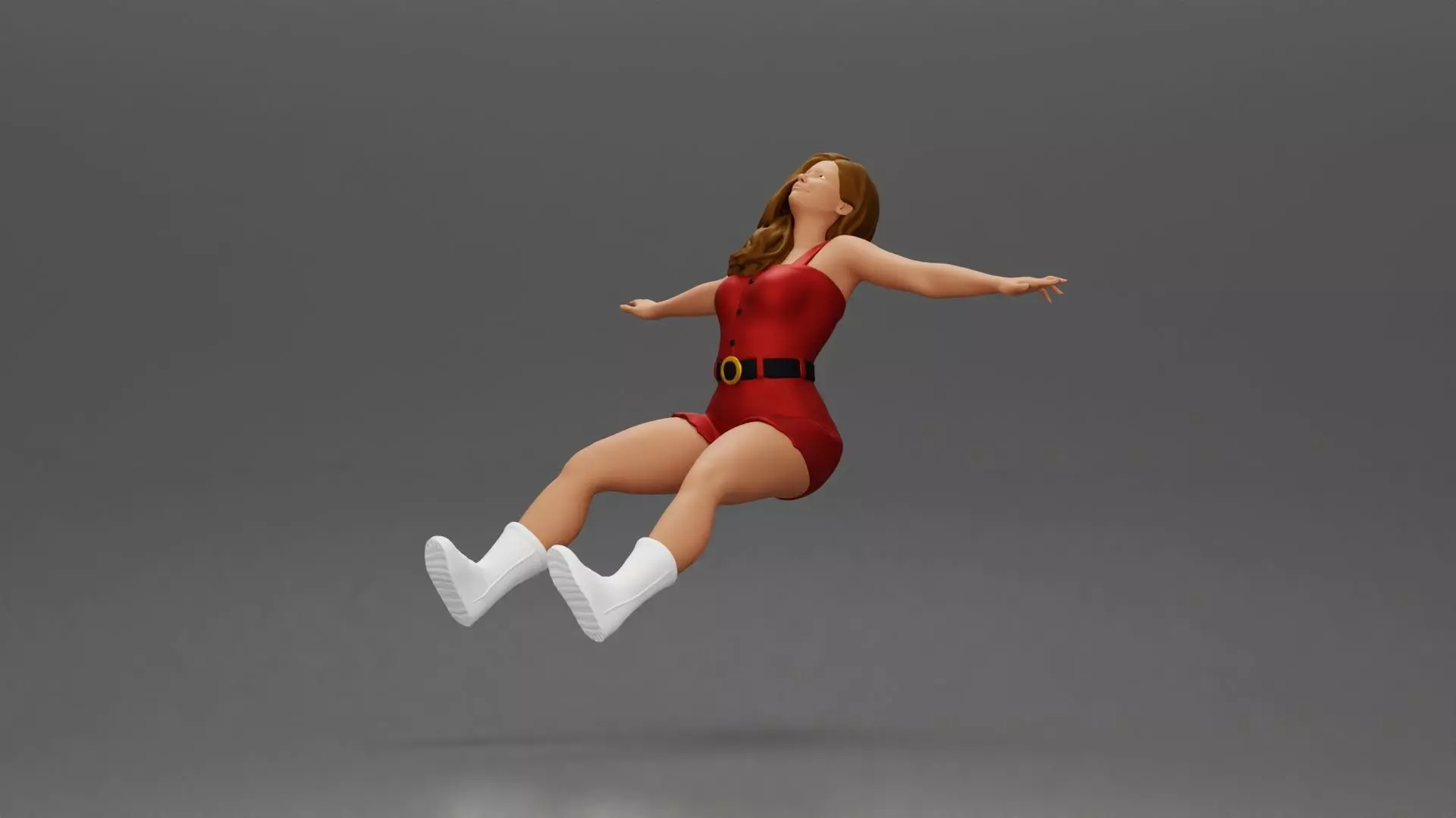 Woman in outfit stretching arms wide while sitting on motorcycle 3D print model_2