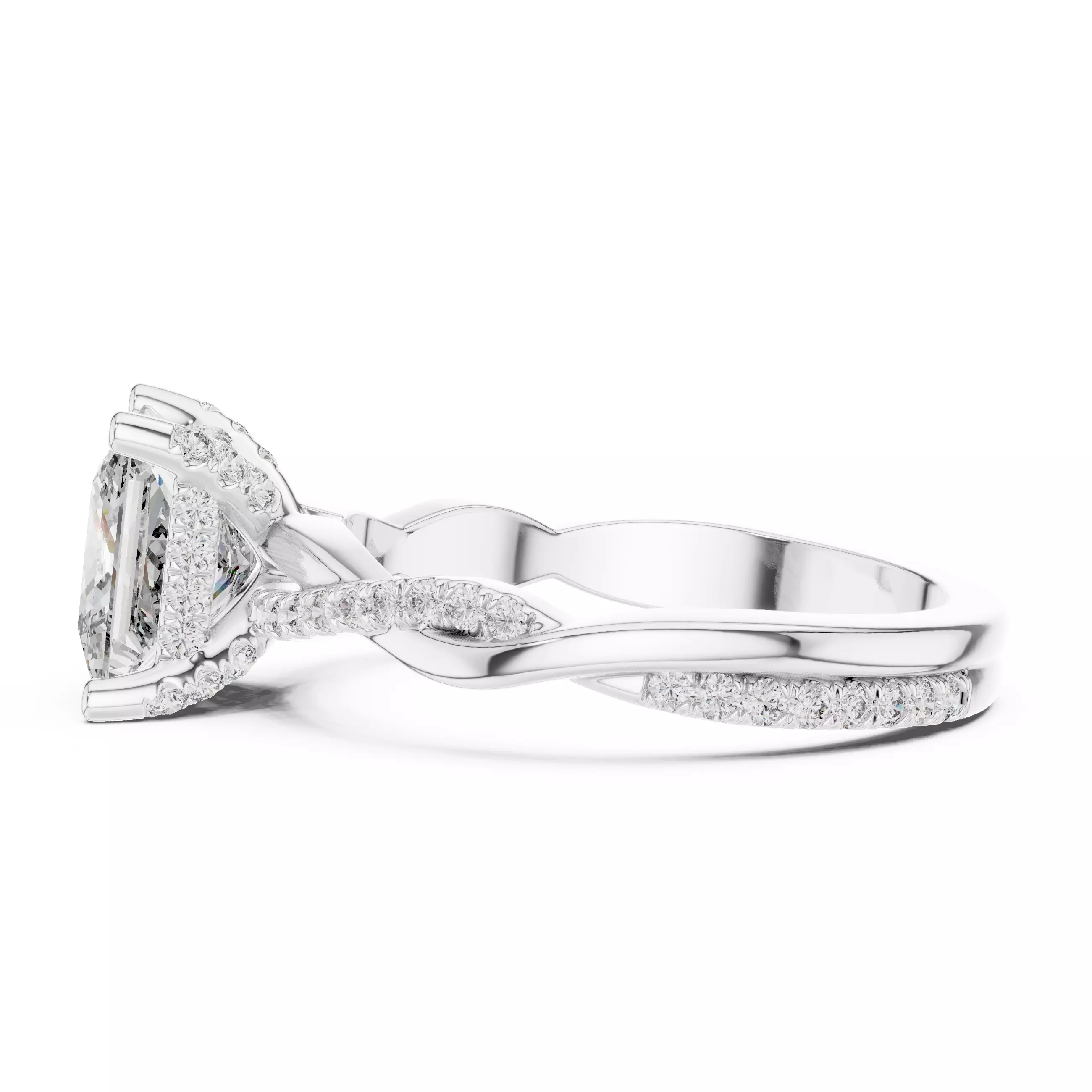 Princess Solitaire Ring with twisted shank 3dm stl renders 3D print model_8