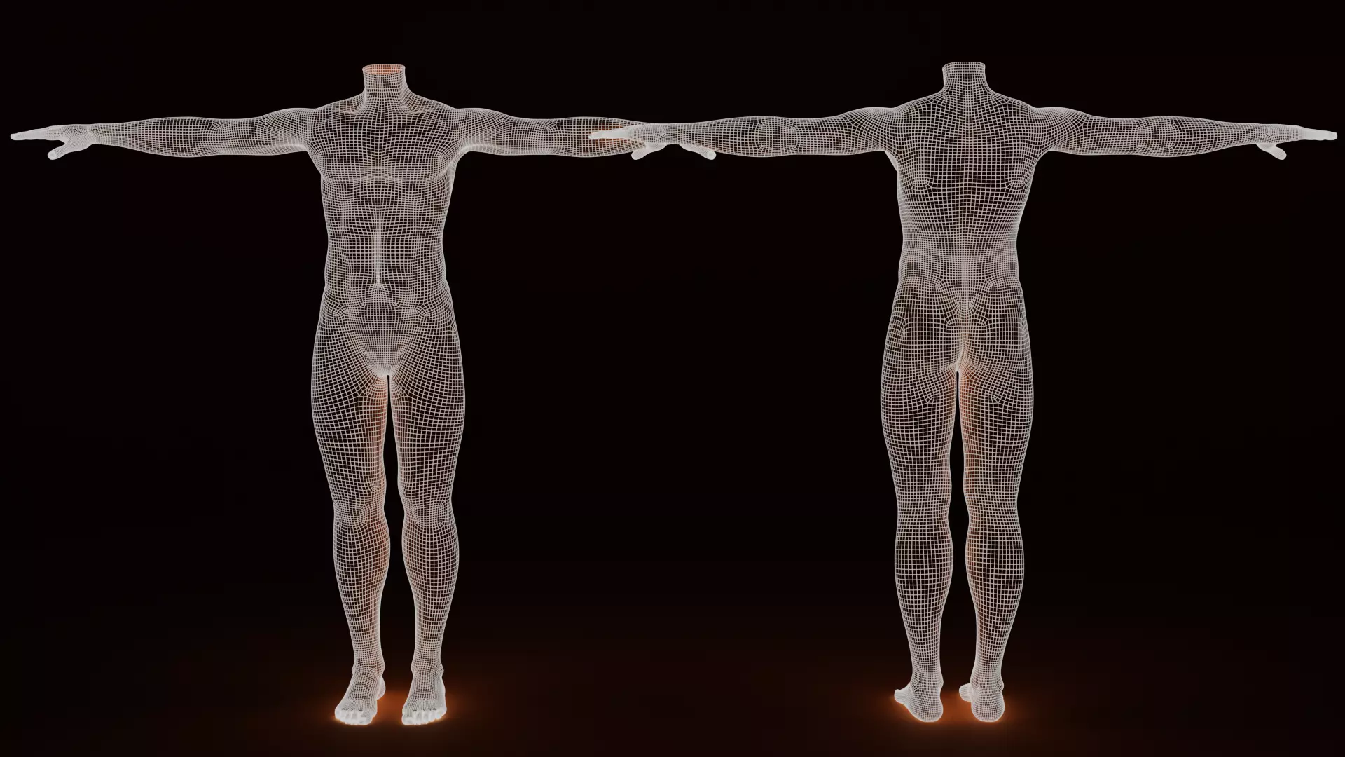 Human base F415 Low-poly 3D model_4