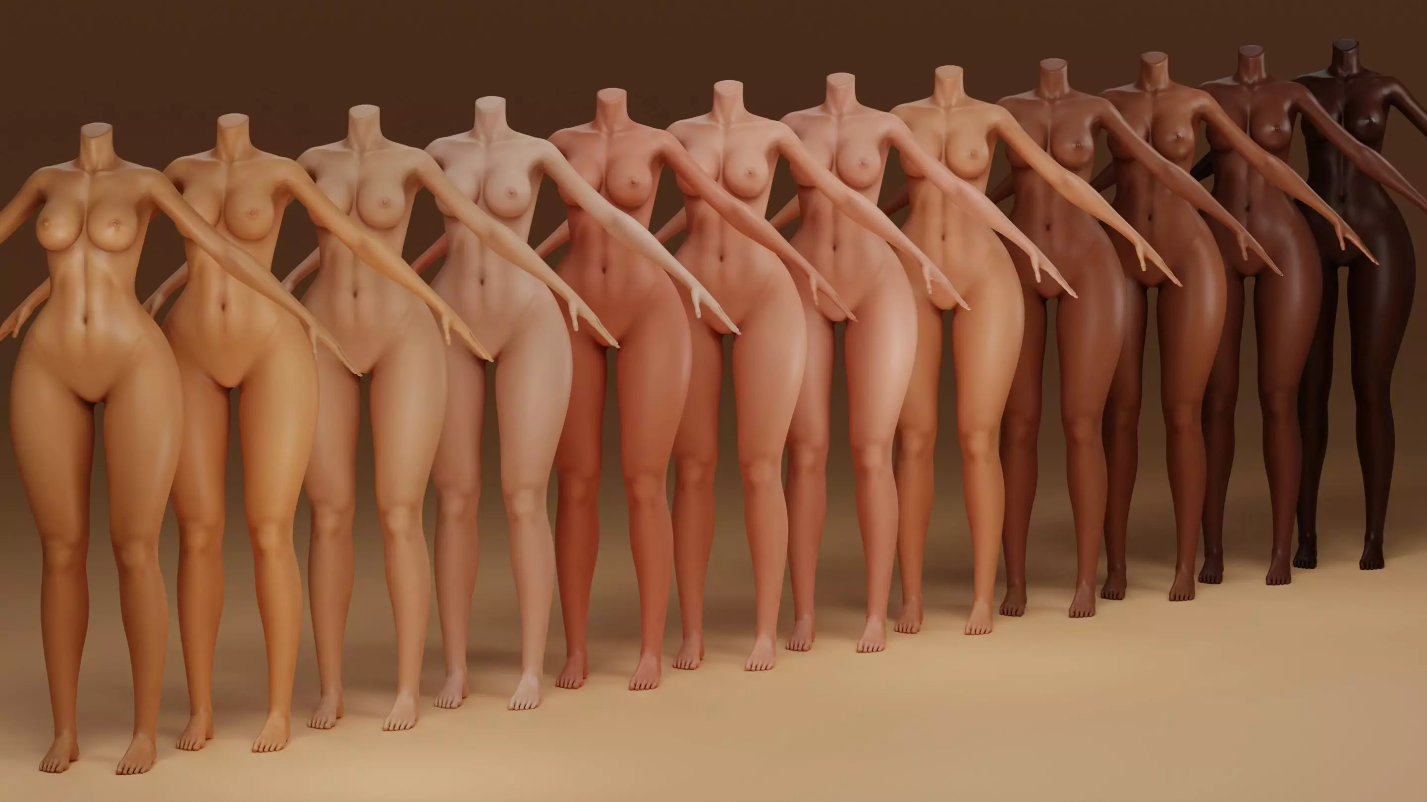 Female Base F860 Low-poly 3D model_5