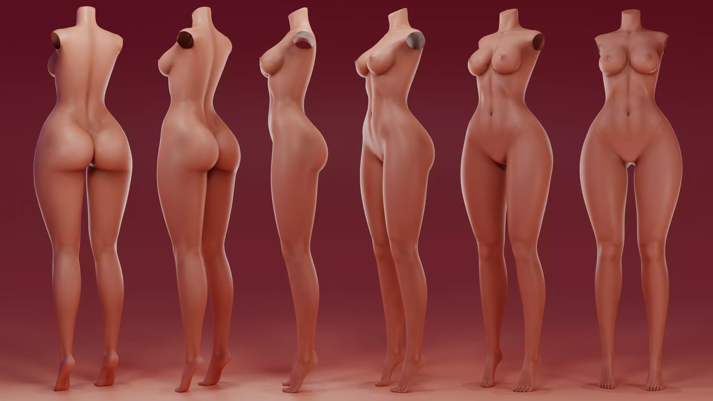 Female Base F860 Low-poly 3D model_2