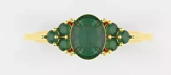 Round Emerald Flower Jewelry Set Ring Pendant Earrings 3D Model