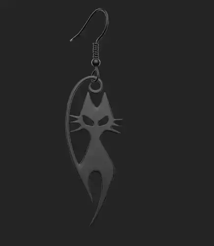 Stylized Gothic Cat Earring