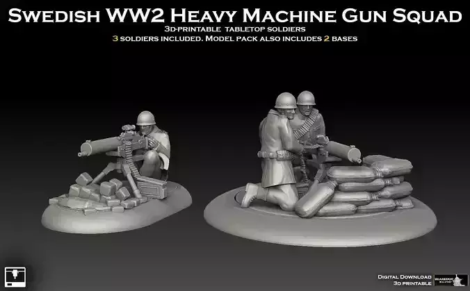 Swedish WW2 Heavy Machine Gun Team 3D print model