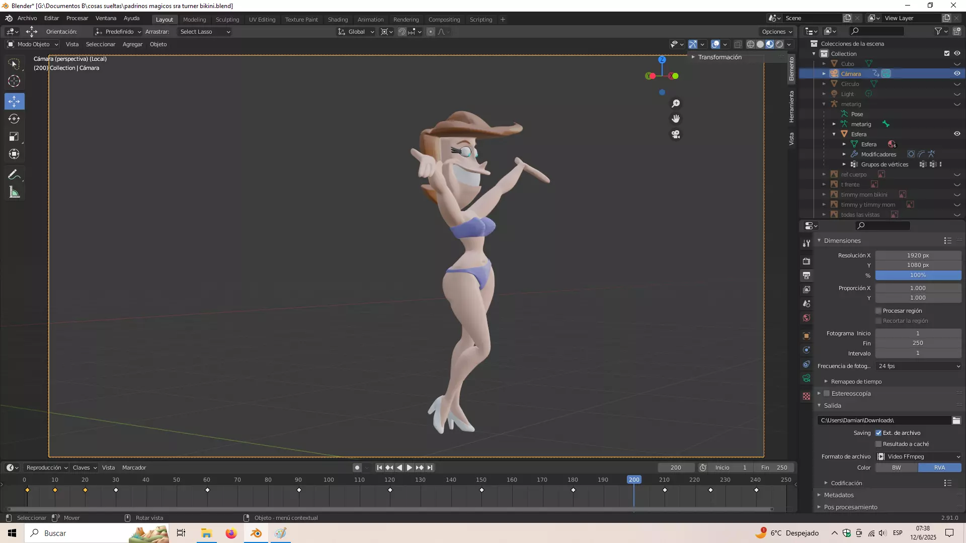 Fairly odd parents Timmy mom with bikini 3D print model_7