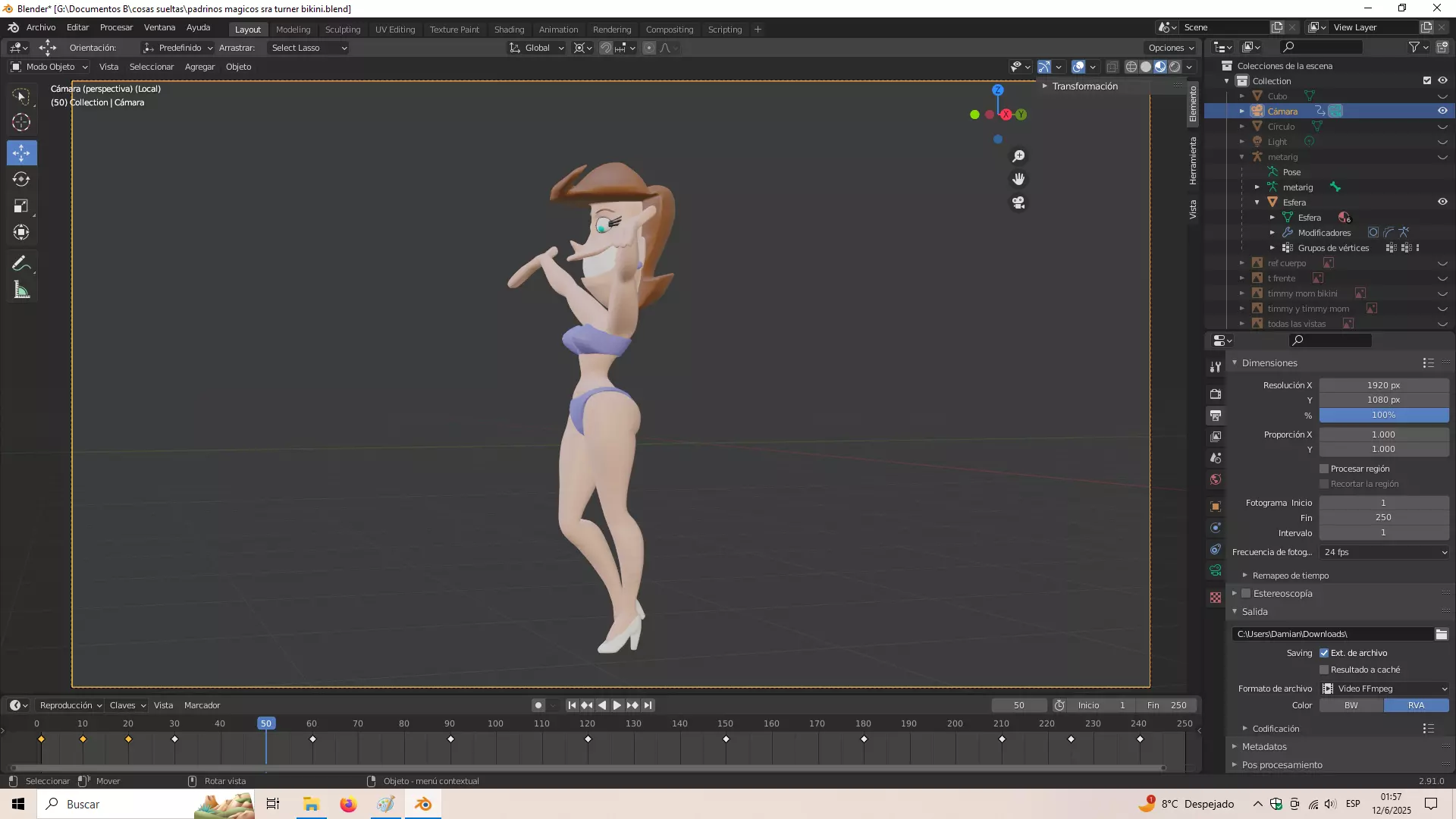 Fairly odd parents Timmy mom with bikini 3D print model_1