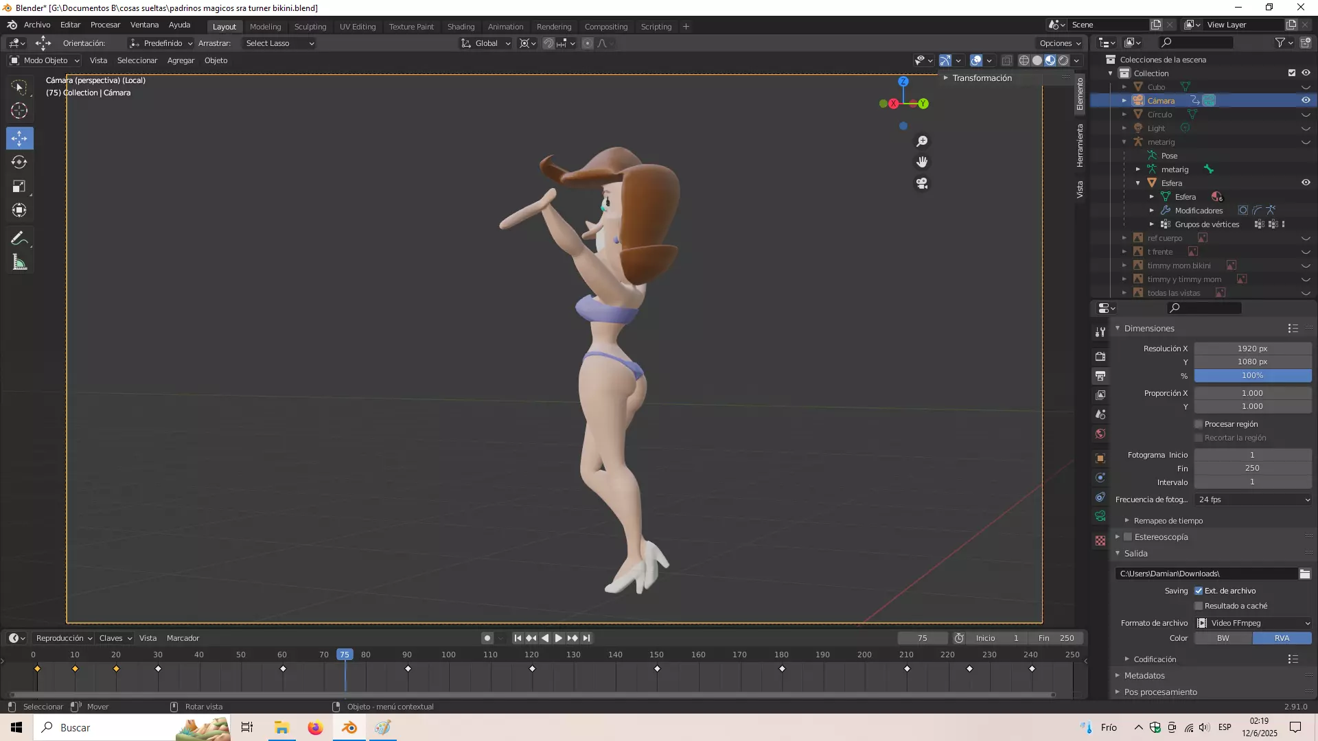 Fairly odd parents Timmy mom with bikini 3D print model_2