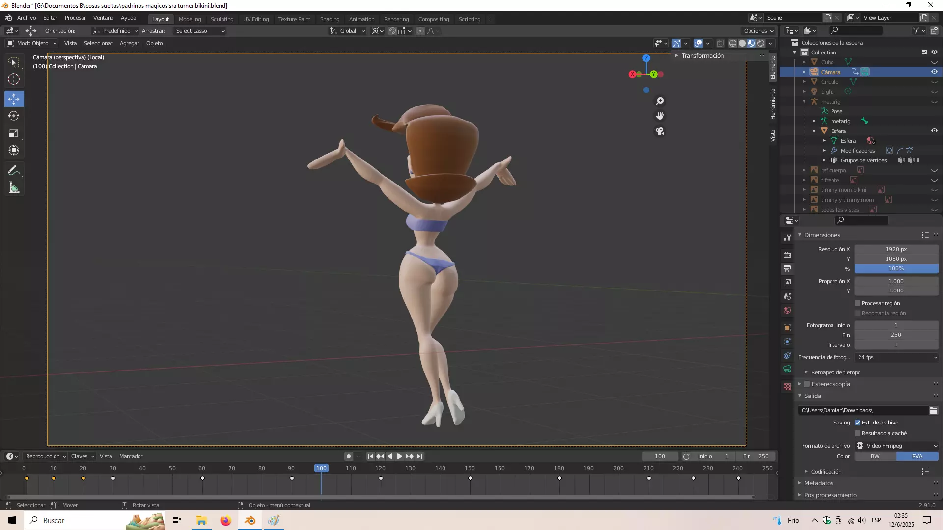Fairly odd parents Timmy mom with bikini 3D print model_3