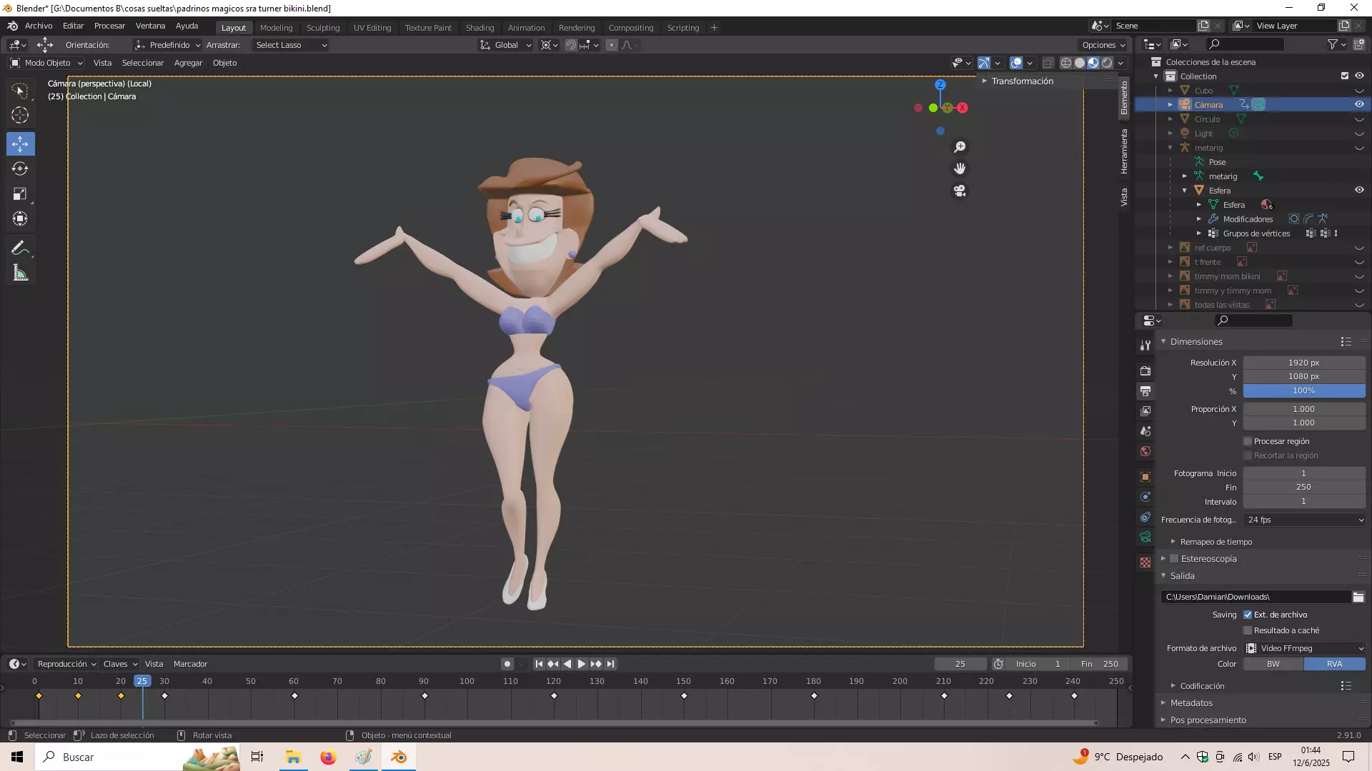 Fairly odd parents Timmy mom with bikini 3D print model_0