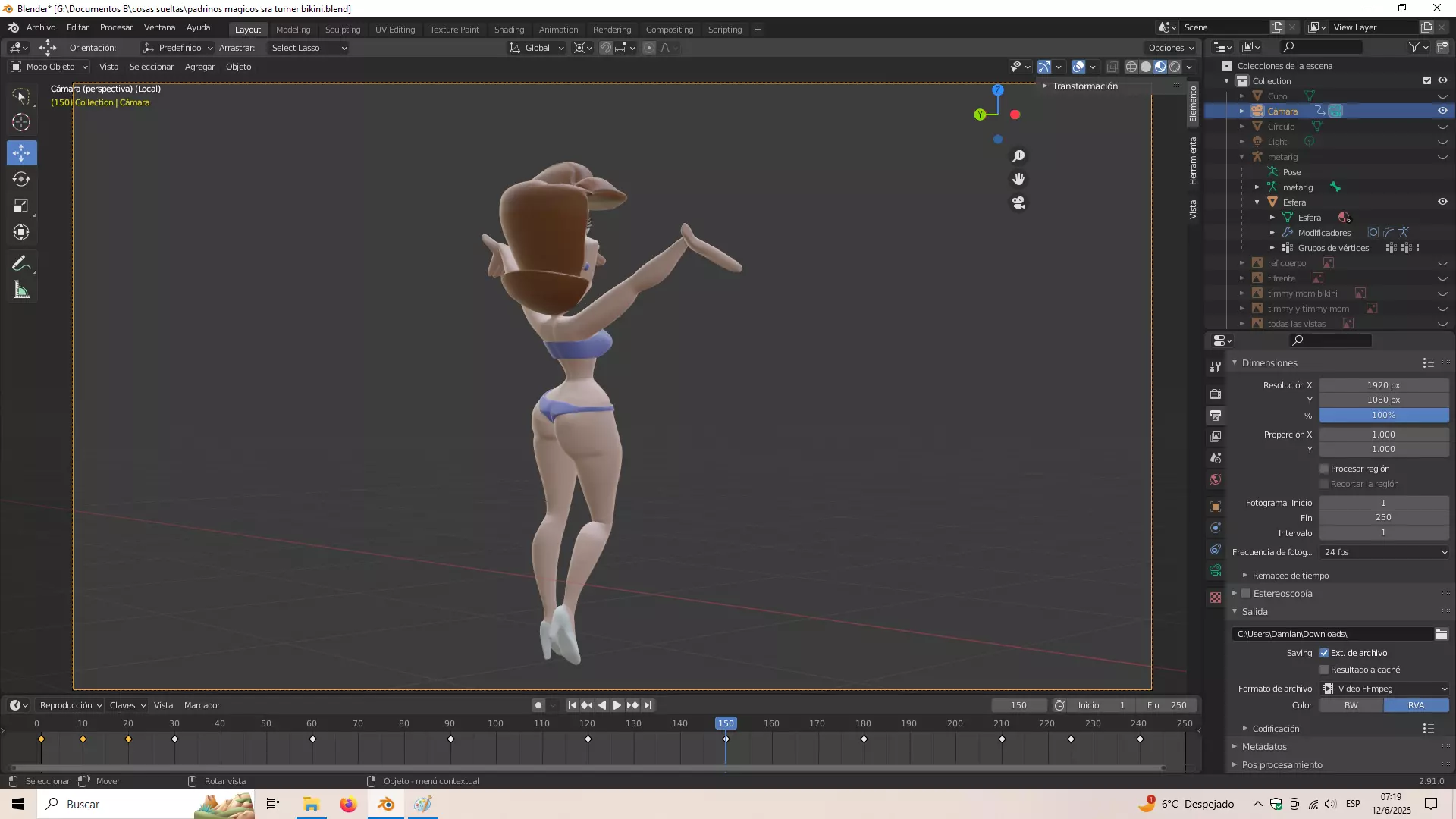 Fairly odd parents Timmy mom with bikini 3D print model_5