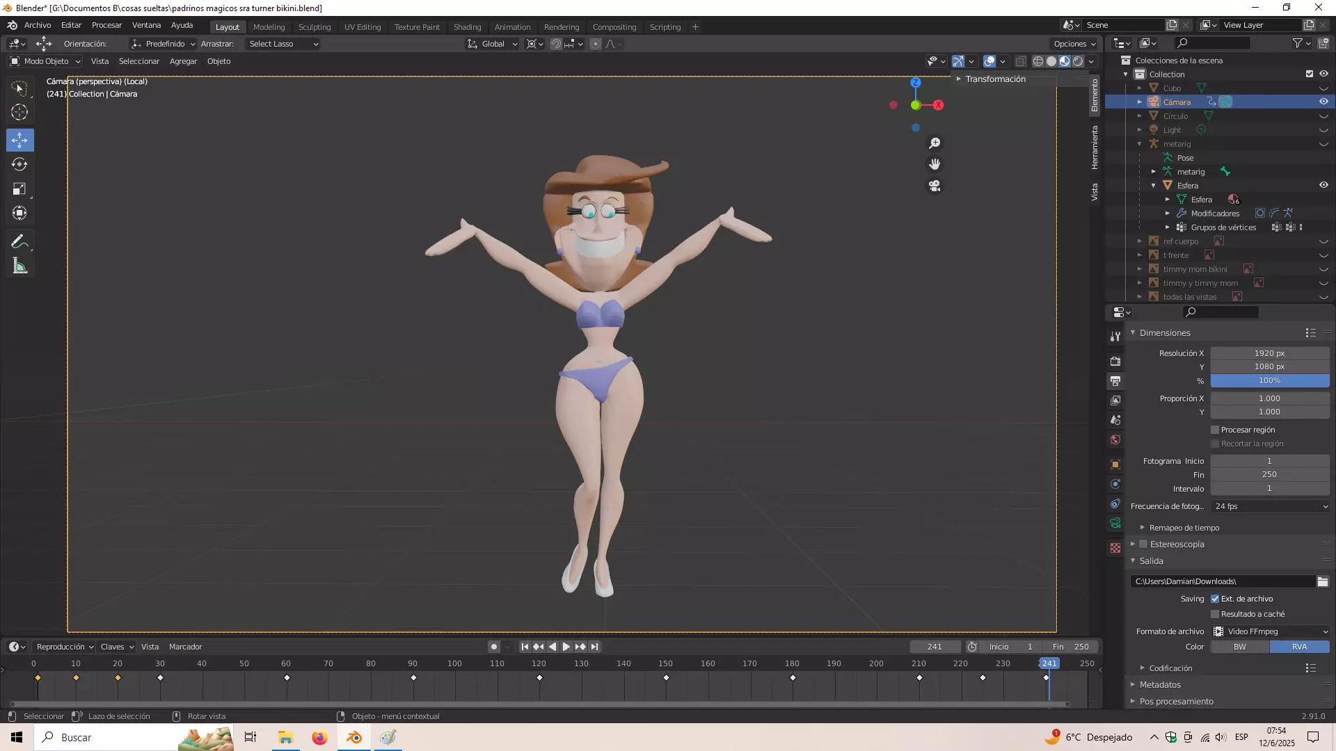 Fairly odd parents Timmy mom with bikini 3D print model_9