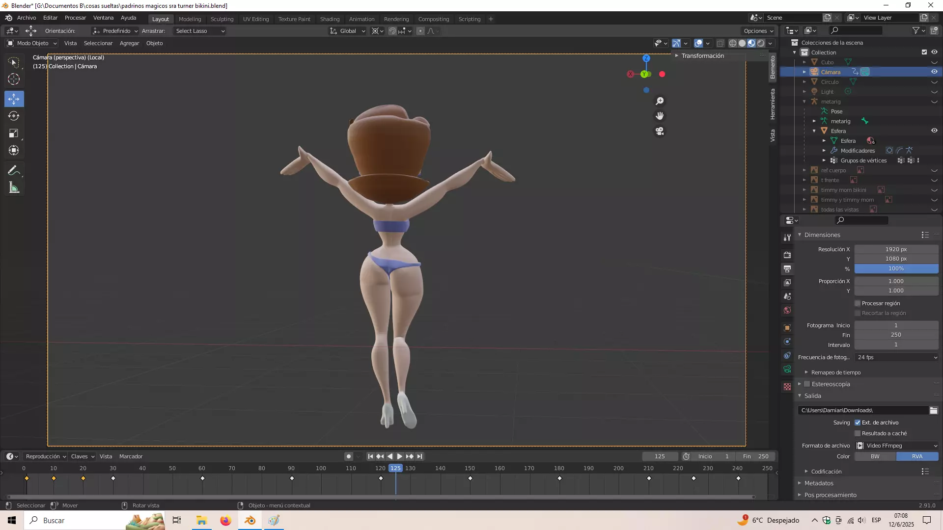 Fairly odd parents Timmy mom with bikini 3D print model_4