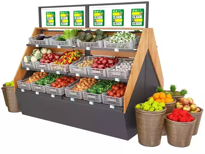 Vegetable display racks  Low-poly 3D model