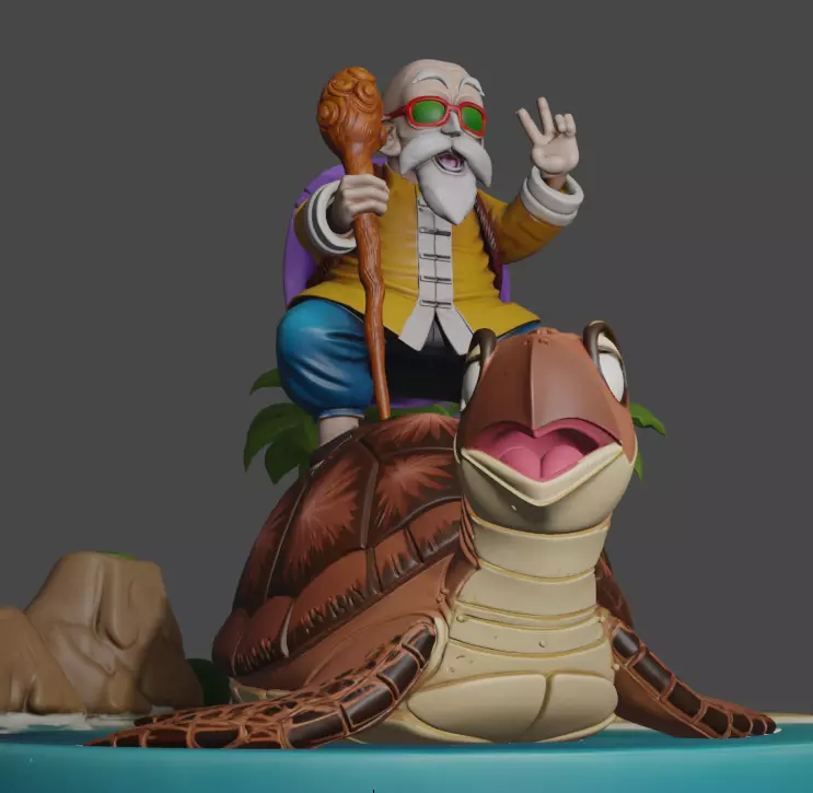 Master Roshi and Turtle - Dragon Ball 3D print model_4