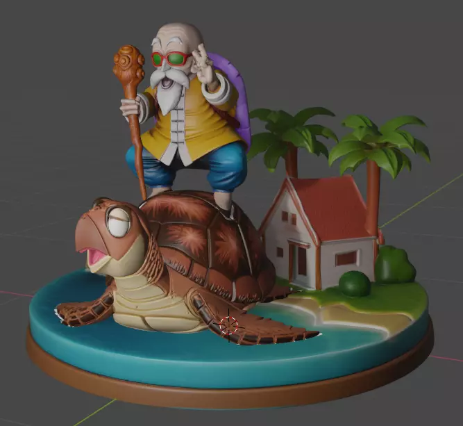 Master Roshi and Turtle - Dragon Ball 3D print model_0