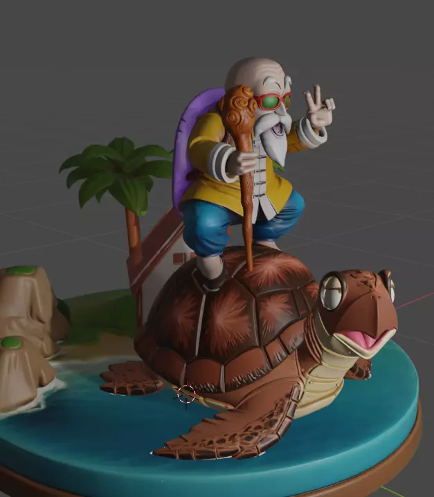 Master Roshi and Turtle - Dragon Ball 3D print model_2