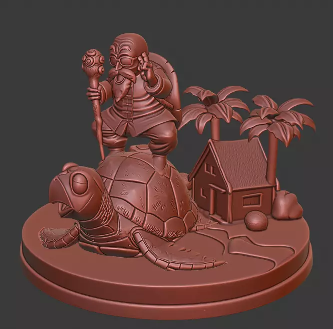 Master Roshi and Turtle - Dragon Ball 3D print model_1