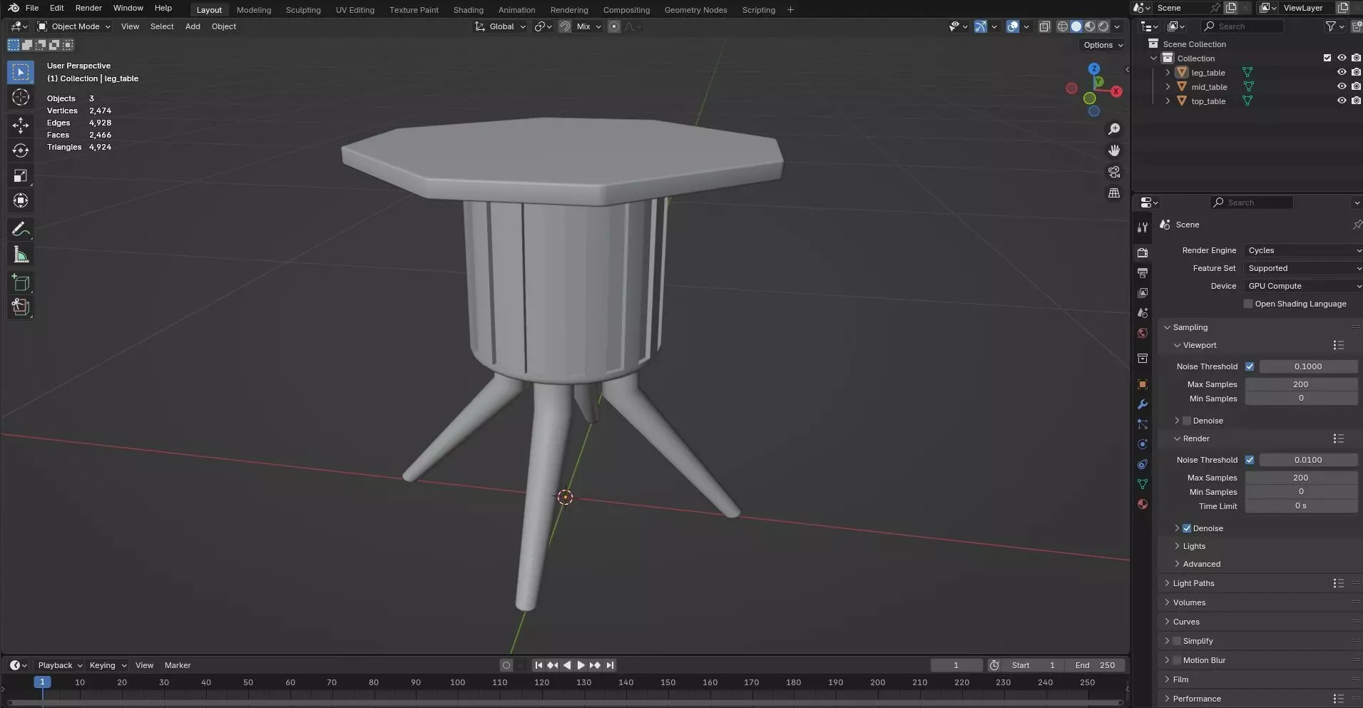 Octagon Table CG117 3D model_7