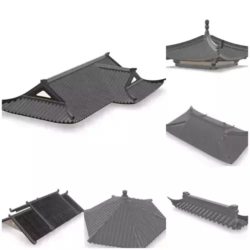 6 Exquisite Chinese-Style Roof Bundle Traditional Architectural 3D model