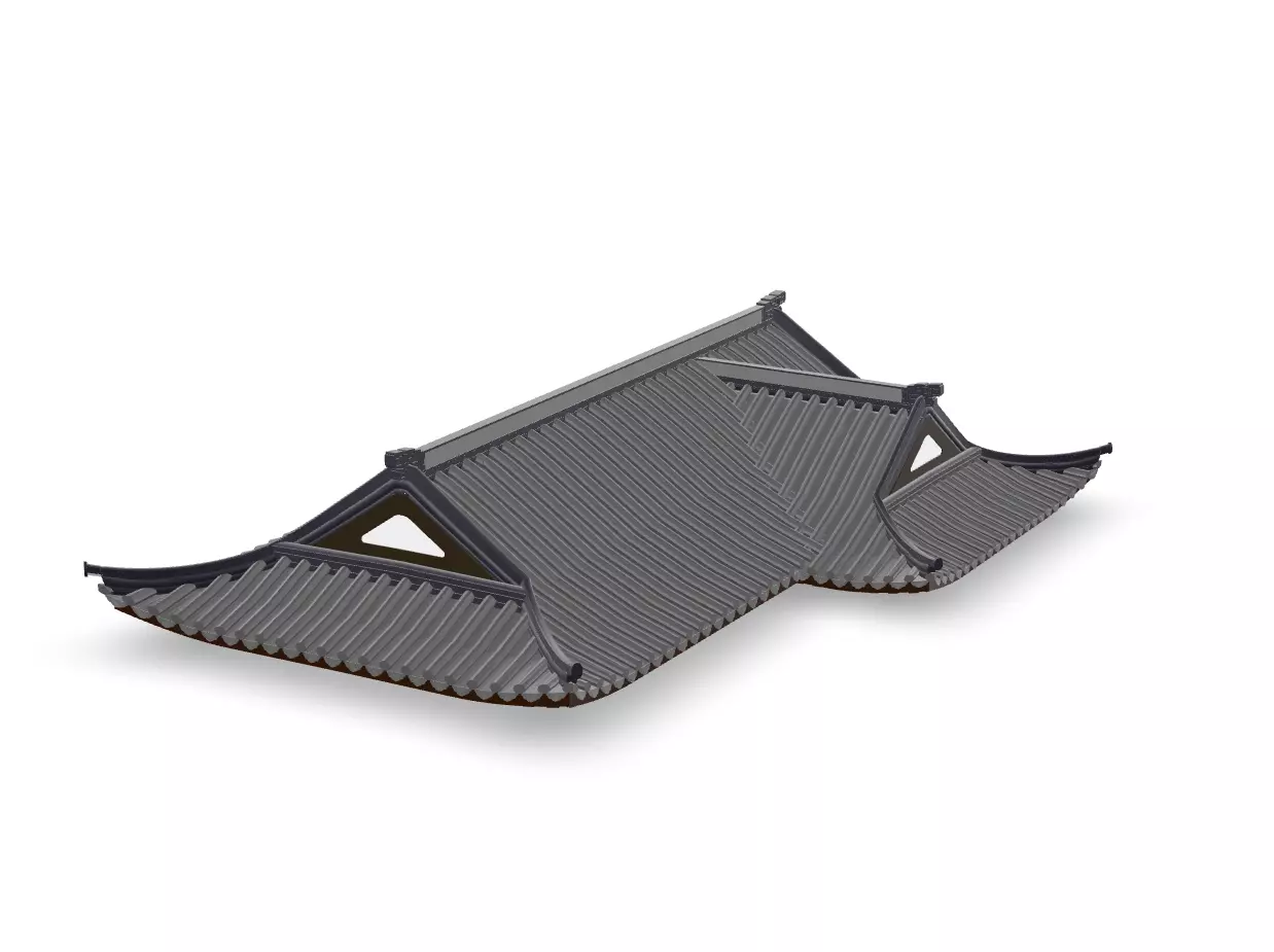 6 Exquisite Chinese-Style Roof Bundle Traditional Architectural 3D model_12