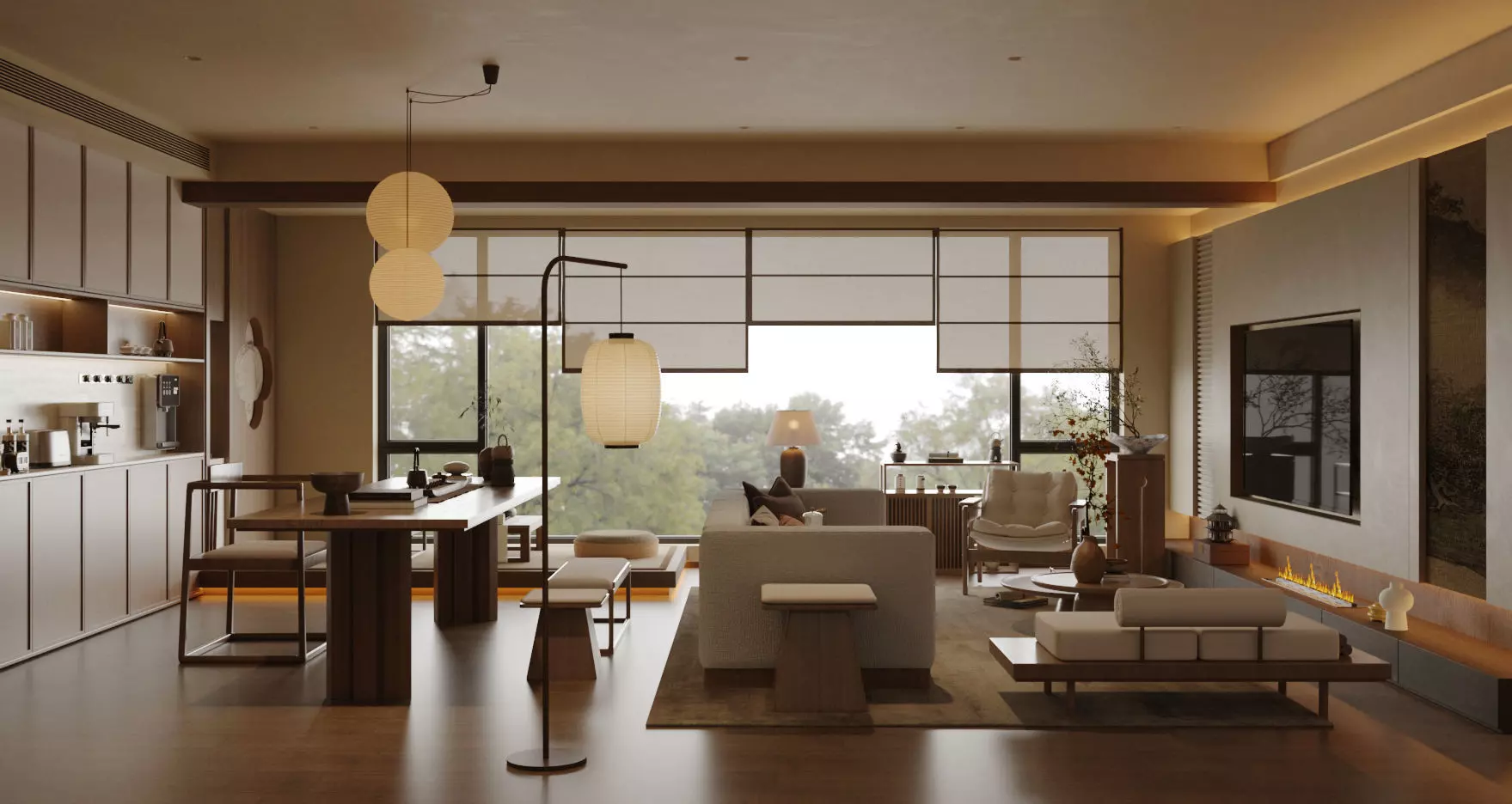 Chinese Song - style living and dining room 3D model_4