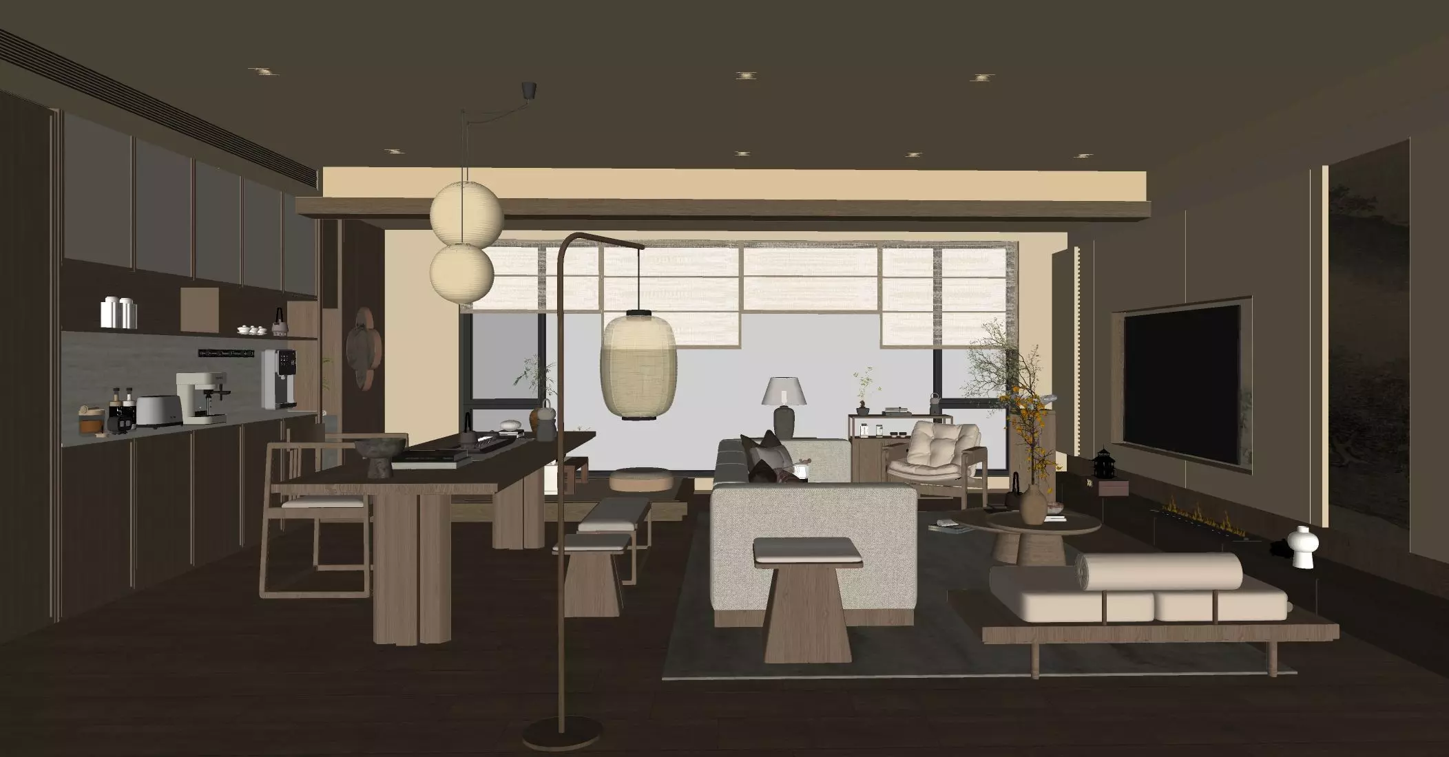 Chinese Song - style living and dining room 3D model_9