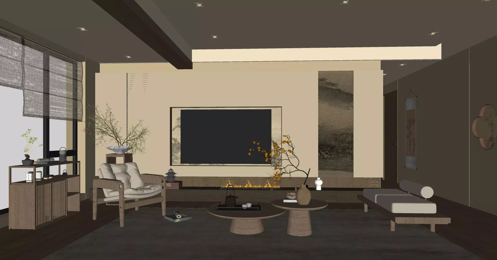 Chinese Song - style living and dining room 3D model_10