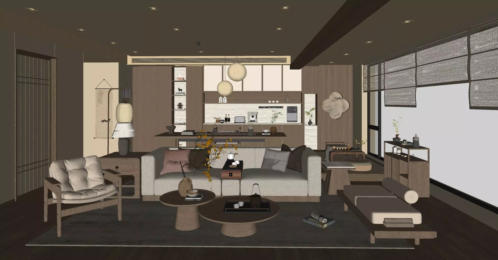 Chinese Song - style living and dining room 3D model_6