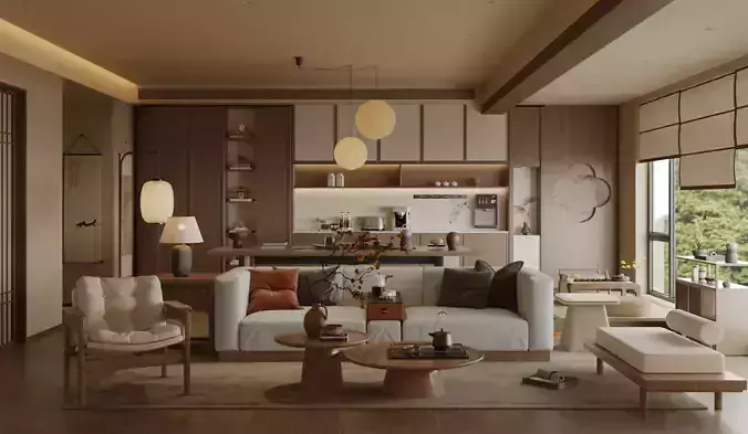 Chinese Song - style living and dining room